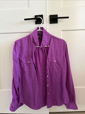 Lauren Ralph Lauren Violet Linen Button-Up Shirt
